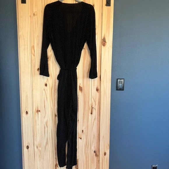 Black & White Polka Dot Wrap Front Jumpsuit size 10 - Picture 10 of 12